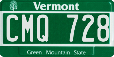 VT license plate CMQ728