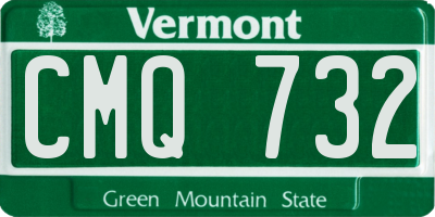 VT license plate CMQ732