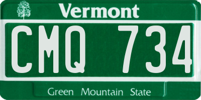 VT license plate CMQ734