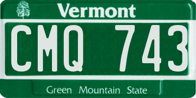 VT license plate CMQ743
