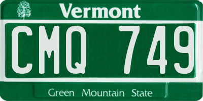 VT license plate CMQ749