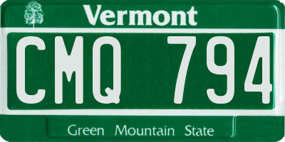 VT license plate CMQ794
