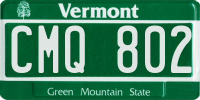 VT license plate CMQ802