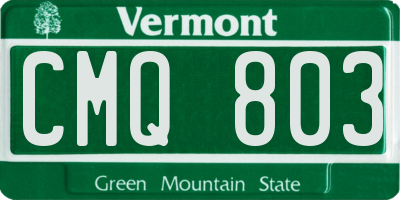 VT license plate CMQ803