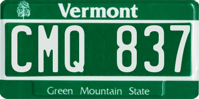 VT license plate CMQ837