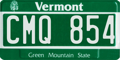 VT license plate CMQ854