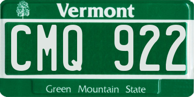 VT license plate CMQ922