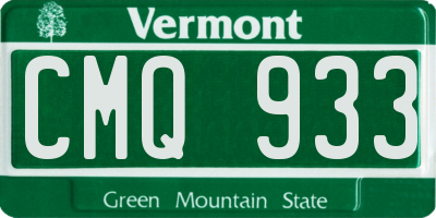 VT license plate CMQ933