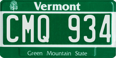 VT license plate CMQ934