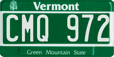 VT license plate CMQ972