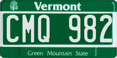 VT license plate CMQ982