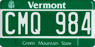 VT license plate CMQ984