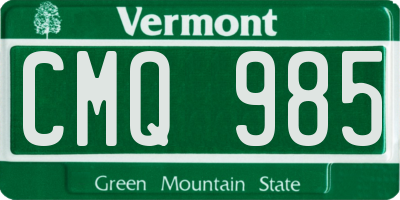 VT license plate CMQ985