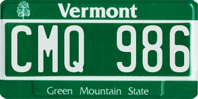 VT license plate CMQ986