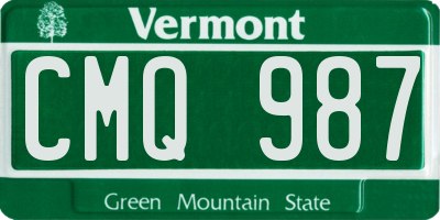 VT license plate CMQ987