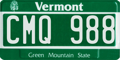 VT license plate CMQ988