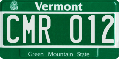 VT license plate CMR012