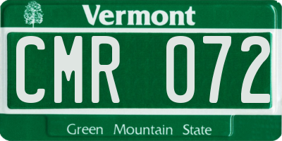 VT license plate CMR072