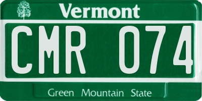 VT license plate CMR074