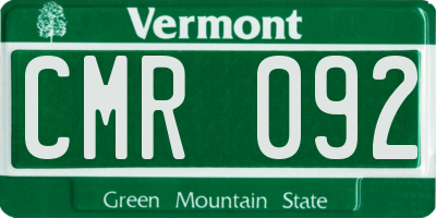 VT license plate CMR092