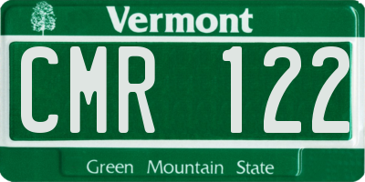 VT license plate CMR122