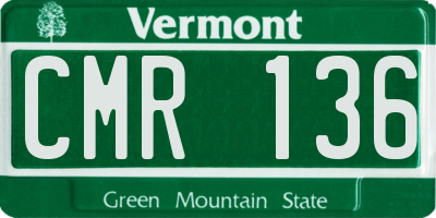 VT license plate CMR136