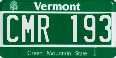 VT license plate CMR193