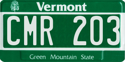 VT license plate CMR203