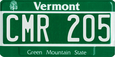VT license plate CMR205