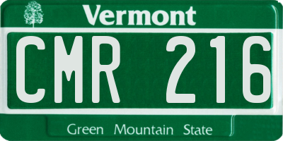 VT license plate CMR216