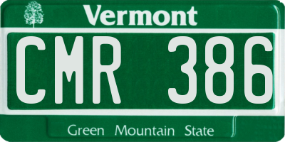 VT license plate CMR386