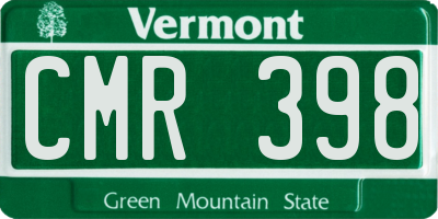 VT license plate CMR398