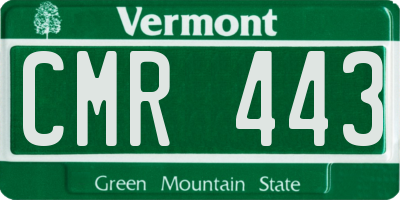 VT license plate CMR443
