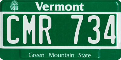 VT license plate CMR734
