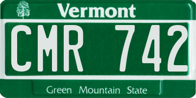 VT license plate CMR742