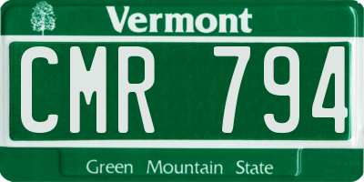 VT license plate CMR794
