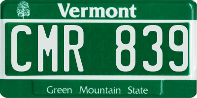 VT license plate CMR839