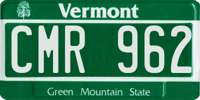 VT license plate CMR962