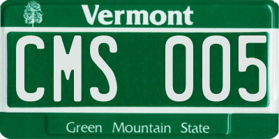 VT license plate CMS005