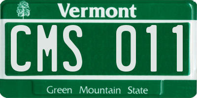 VT license plate CMS011