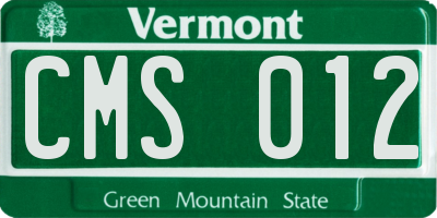 VT license plate CMS012