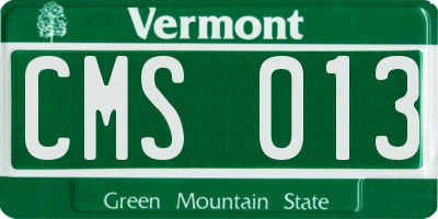 VT license plate CMS013
