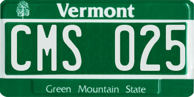 VT license plate CMS025