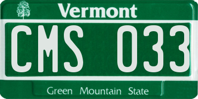 VT license plate CMS033