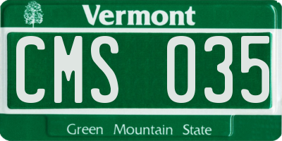 VT license plate CMS035