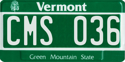 VT license plate CMS036