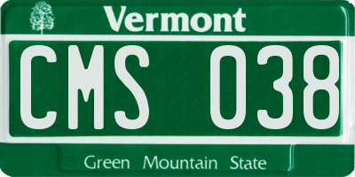 VT license plate CMS038