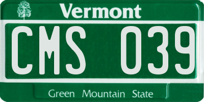 VT license plate CMS039