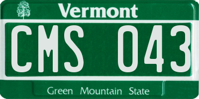 VT license plate CMS043