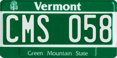 VT license plate CMS058